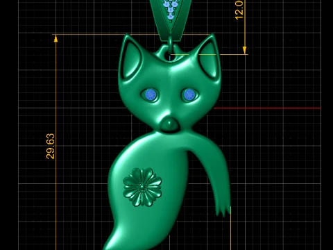 Cute Fox Floral Pendant 3D Model