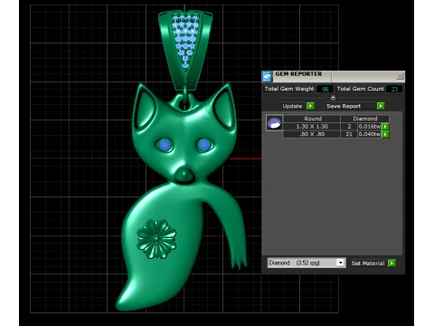 Cute Fox Floral Pendant 3D Model
