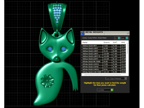 Cute Fox Floral Pendant 3D Model