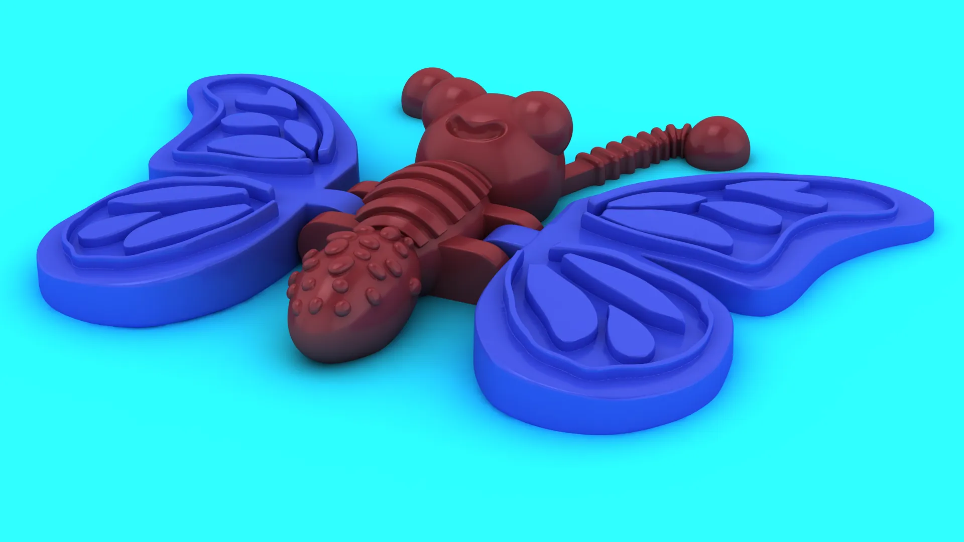 Sevimli Kelebek Oyuncak 3D Baskı Modeli .c4d .max .obj .3ds .fbx .stl .blend 