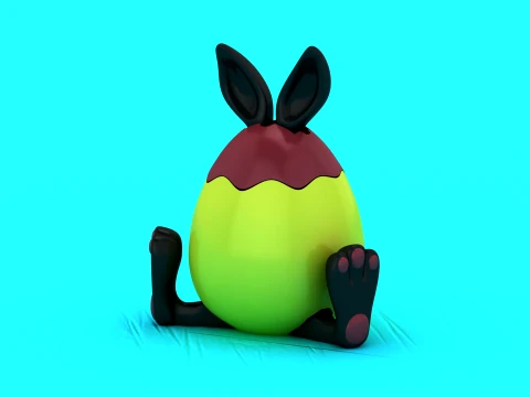 Cute Bunny Egg Figurine 3D Print Model
