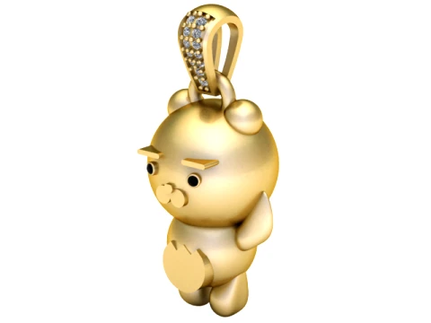 Cute Bear Character Pendant 3D Model