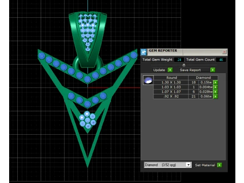 ルビーの幾何学的な三角形のペンダント 3Dモデル