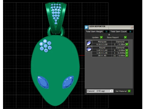 Minimal Alien Face Pendant 3D Model