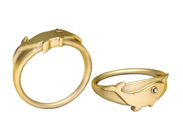Golden Whale Ring 3D Model .c4d .max .obj .3ds .fbx .stl .blend 