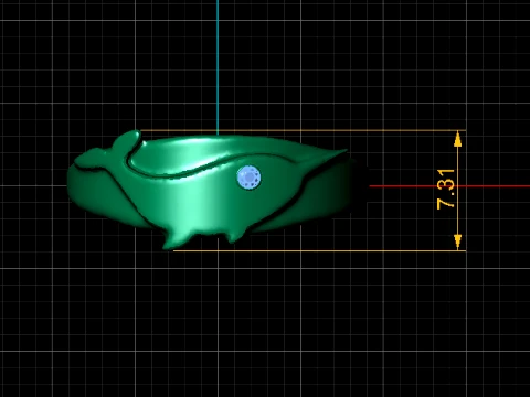Golden Whale Ring 3D Model