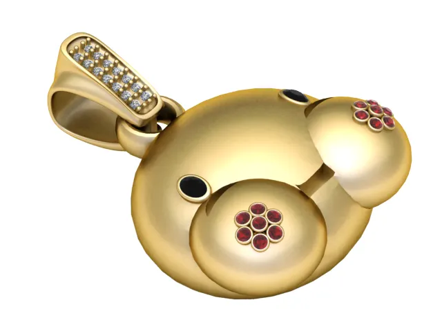 Pingente de rosto de cachorrinho fofo Modelo 3D .c4d .max .obj .3ds .fbx .stl .blend 