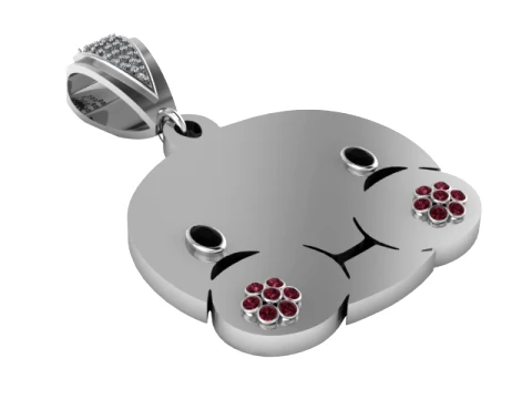 かわいいクマの顔のペンダント 3Dモデル