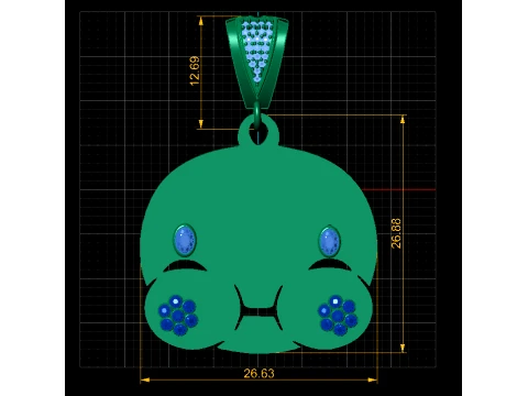 かわいいクマの顔のペンダント 3Dモデル