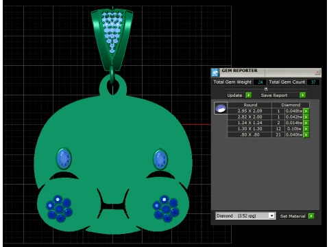 かわいいクマの顔のペンダント 3Dモデル