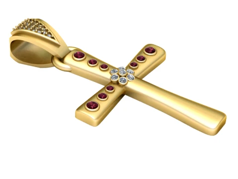 Rubin-Kreuz-Anh&auml;nger 3D Modell
