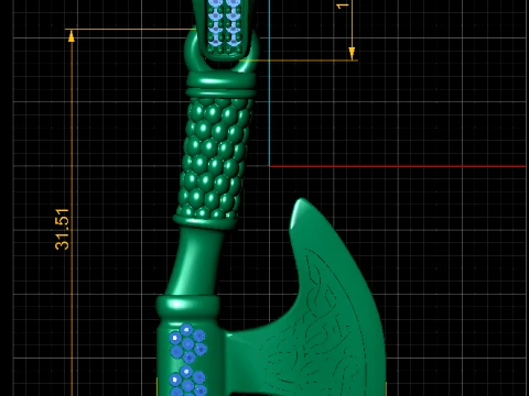 Celtic Viking Axe Pendant 3D Model