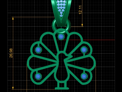ルビーピーコックペンダント 3Dモデル