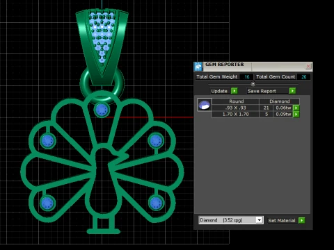 ルビーピーコックペンダント 3Dモデル