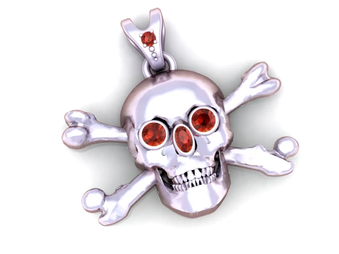 Gemstone Skull Crossbones Pendant 3D Model