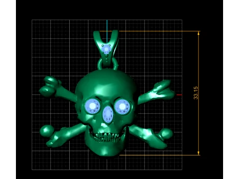 Gemstone Skull Crossbones Pendant 3D Model