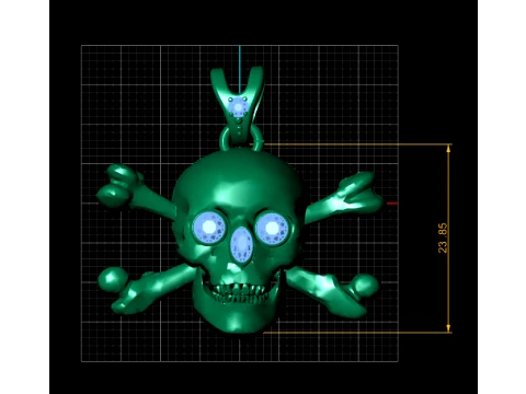 Gemstone Skull Crossbones Pendant 3D Model