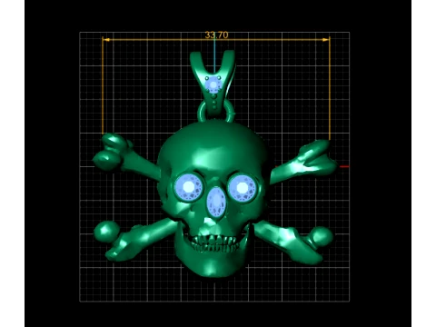 Gemstone Skull Crossbones Pendant 3D Model