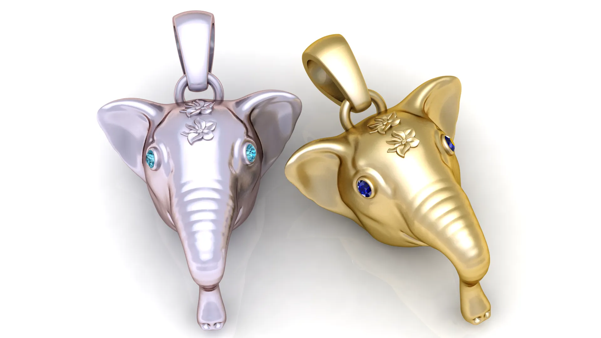 Floral Elephant Head Pendant 3D Model .c4d .max .obj .3ds .fbx .stl .blend 