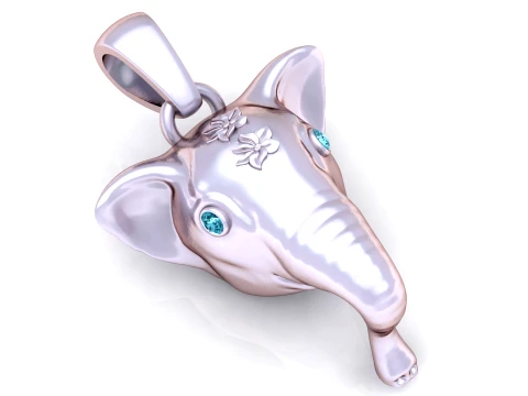 Floral Elephant Head Pendant 3D Model