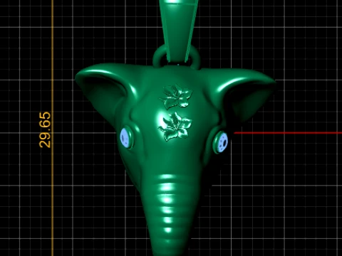 Floral Elephant Head Pendant 3D Model