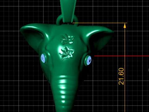 Floral Elephant Head Pendant 3D Model