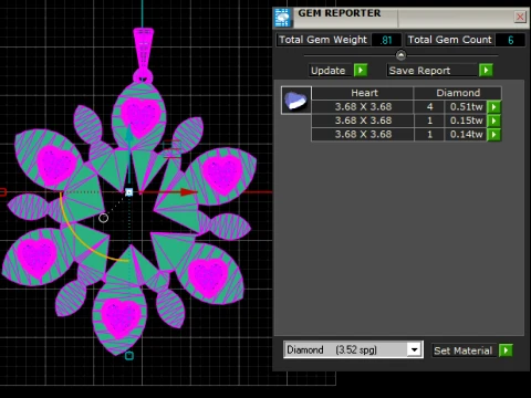 ハートスノーフレークジェムストーンペンダント 3Dモデル