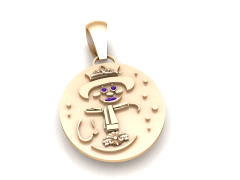 Pingente Medalh&atilde;o Lua Rob&ocirc; Fofo Modelo 3D
