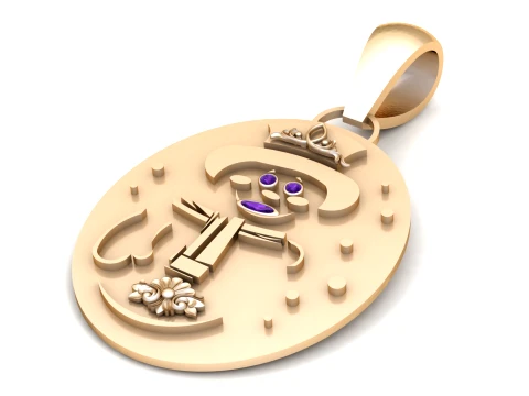 Pingente Medalh&atilde;o Lua Rob&ocirc; Fofo Modelo 3D