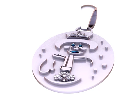 Pingente Medalh&atilde;o Lua Rob&ocirc; Fofo Modelo 3D