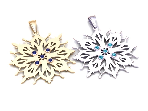 Elegante colgante de piedras preciosas de copo de nieve Modelo 3D