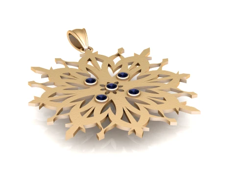 Elegant Snowflake Gemstone Pendant 3D Model