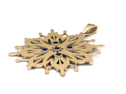 Elegant Snowflake Gemstone Pendant 3D Model