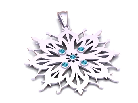 Elegant Snowflake Gemstone Pendant 3D Model