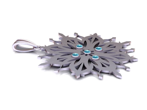 Elegant Snowflake Gemstone Pendant 3D Model