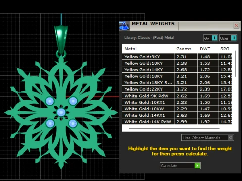 Elegant Snowflake Gemstone Pendant 3D Model