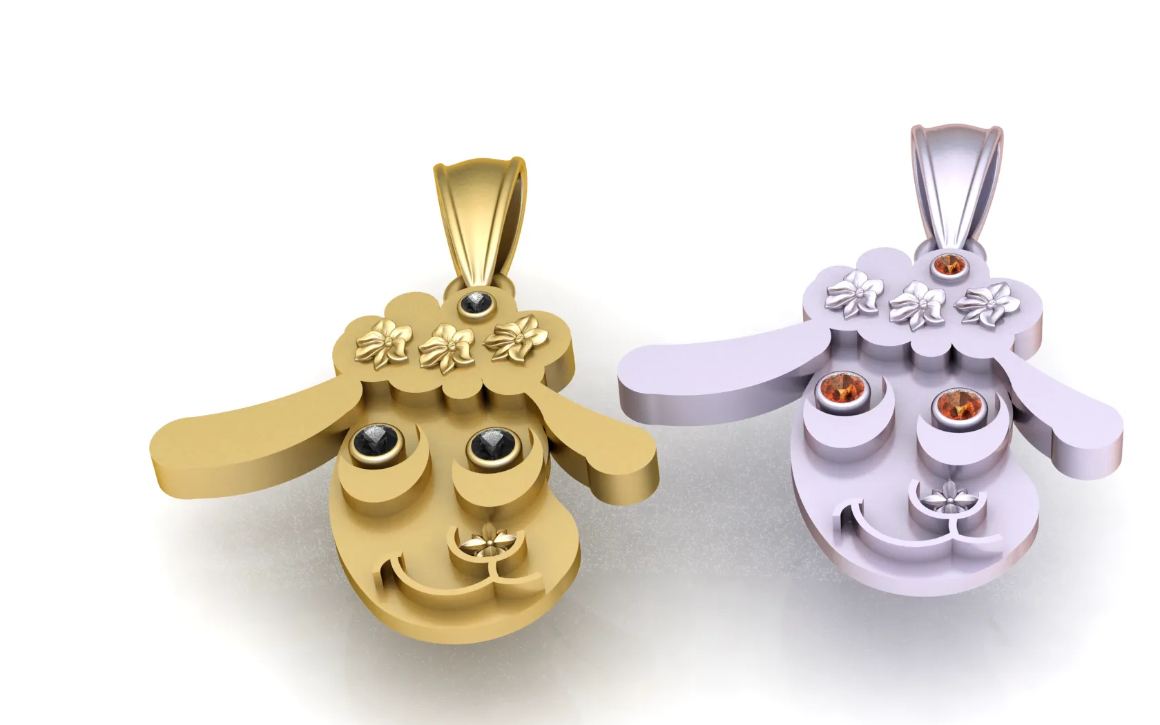 Pingente floral de rosto de ovelha Modelo 3D .c4d .max .obj .3ds .fbx .stl .blend 