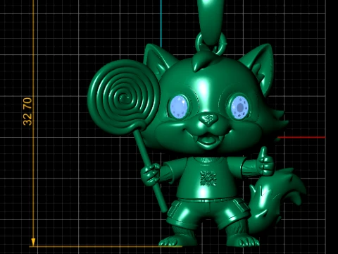 Pingente de personagem Lollipop Fox Modelo 3D