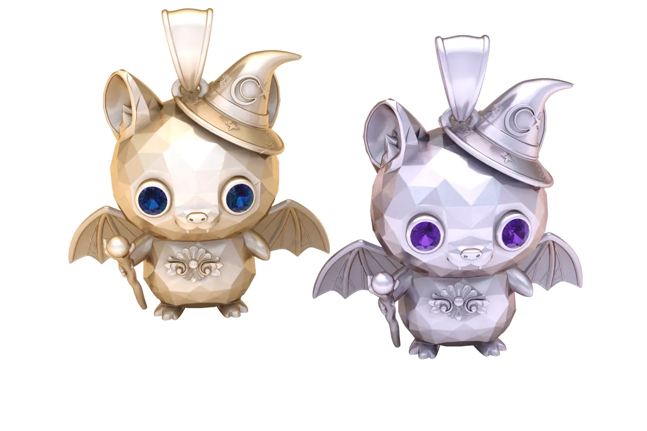 Wizard Bat Character Pendant 3D Model .c4d .max .obj .3ds .fbx .stl .blend 