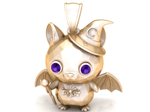 Wizard Bat Character Pendant 3D Model
