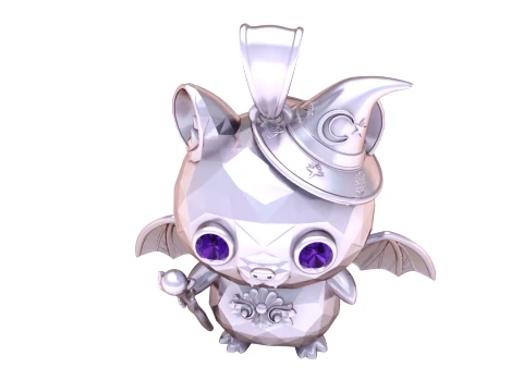 Wizard Bat Character Pendant 3D Model
