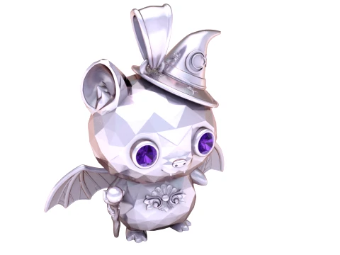 Wizard Bat Character Pendant 3D Model