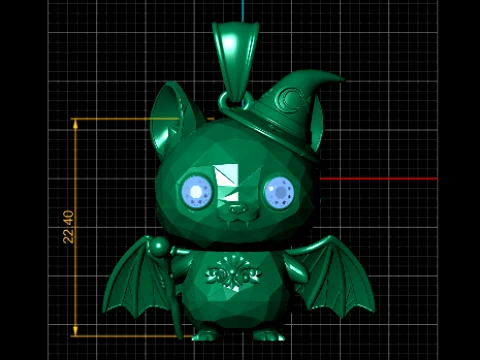 Wizard Bat Character Pendant 3D Model