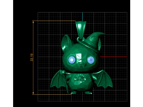 Wizard Bat Character Pendant 3D Model