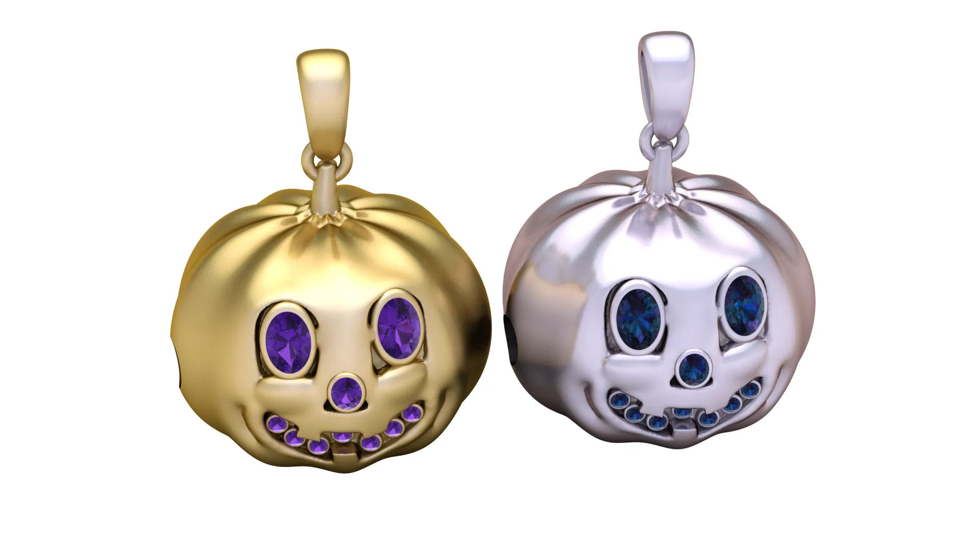 Gemstone Jack-O-Lantern Pendant 3D Model .c4d .max .obj .3ds .fbx .stl .blend 