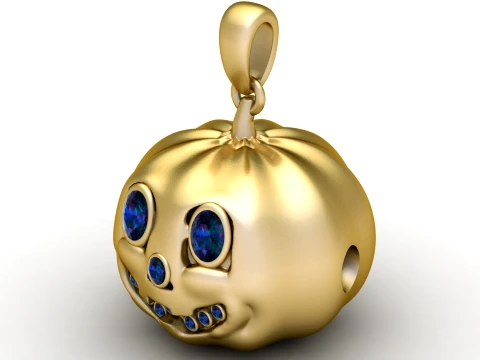 Gemstone Jack-O-Lantern Pendant 3D Model