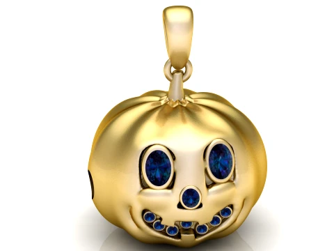 Gemstone Jack-O-Lantern Pendant 3D Model