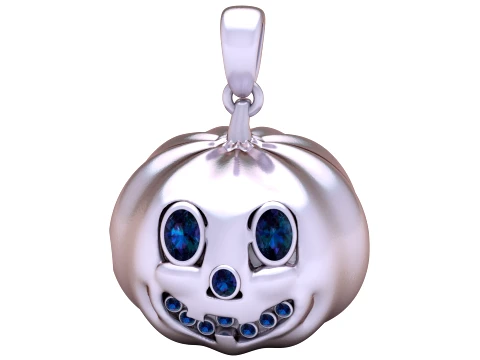 Gemstone Jack-O-Lantern Pendant 3D Model