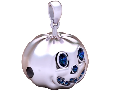 Gemstone Jack-O-Lantern Pendant 3D Model
