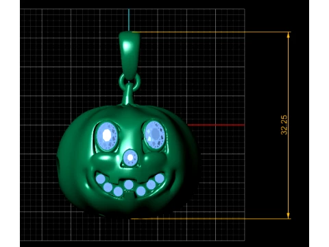 Gemstone Jack-O-Lantern Pendant 3D Model